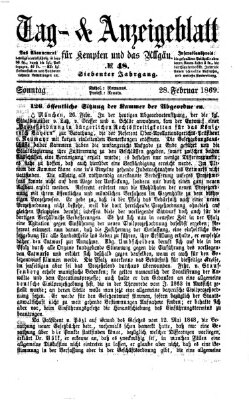 Tag- und Anzeigeblatt für Kempten und das Allgäu Sonntag 28. Februar 1869