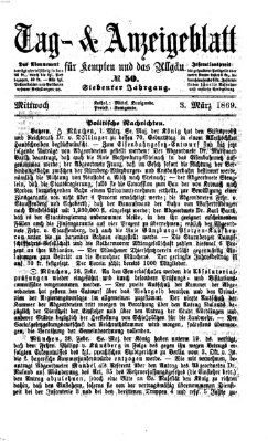 Tag- und Anzeigeblatt für Kempten und das Allgäu Mittwoch 3. März 1869