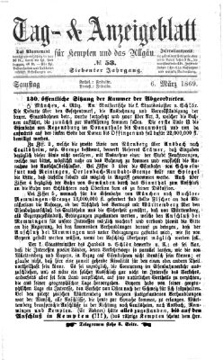 Tag- und Anzeigeblatt für Kempten und das Allgäu Samstag 6. März 1869