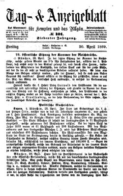 Tag- und Anzeigeblatt für Kempten und das Allgäu Freitag 30. April 1869