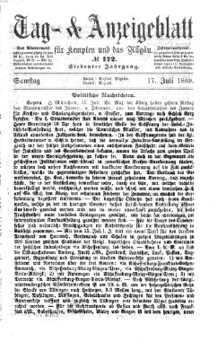 Tag- und Anzeigeblatt für Kempten und das Allgäu Samstag 17. Juli 1869