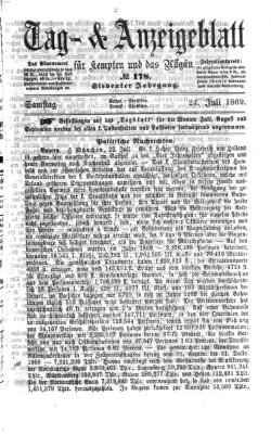 Tag- und Anzeigeblatt für Kempten und das Allgäu Samstag 24. Juli 1869