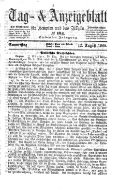 Tag- und Anzeigeblatt für Kempten und das Allgäu Donnerstag 12. August 1869