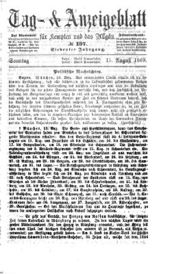 Tag- und Anzeigeblatt für Kempten und das Allgäu Sonntag 15. August 1869