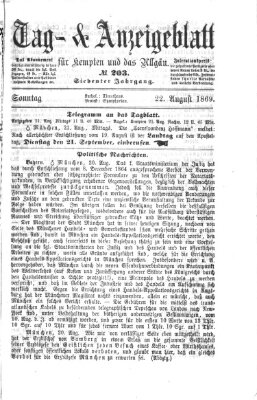 Tag- und Anzeigeblatt für Kempten und das Allgäu Sonntag 22. August 1869