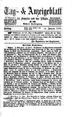 Tag- und Anzeigeblatt für Kempten und das Allgäu Freitag 14. Januar 1870