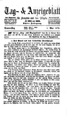 Tag- und Anzeigeblatt für Kempten und das Allgäu Donnerstag 5. Mai 1870