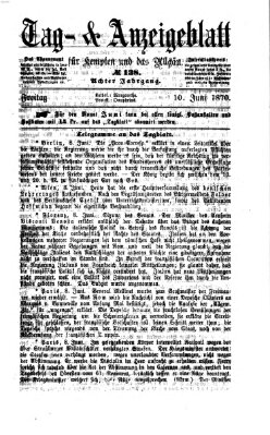 Tag- und Anzeigeblatt für Kempten und das Allgäu Freitag 10. Juni 1870