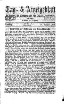 Tag- und Anzeigeblatt für Kempten und das Allgäu Dienstag 30. August 1870