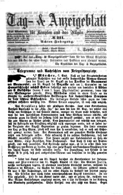 Tag- und Anzeigeblatt für Kempten und das Allgäu Donnerstag 8. September 1870