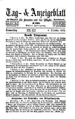 Tag- und Anzeigeblatt für Kempten und das Allgäu Donnerstag 6. Oktober 1870