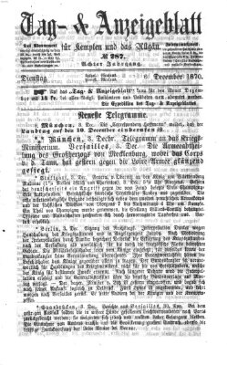 Tag- und Anzeigeblatt für Kempten und das Allgäu Dienstag 6. Dezember 1870