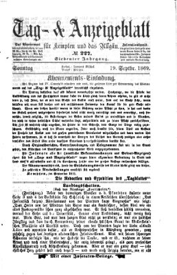 Tag- und Anzeigeblatt für Kempten und das Allgäu Sonntag 19. September 1869