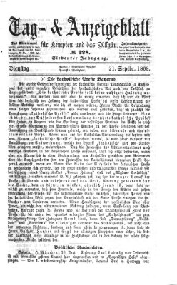 Tag- und Anzeigeblatt für Kempten und das Allgäu Dienstag 21. September 1869