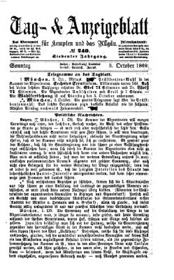 Tag- und Anzeigeblatt für Kempten und das Allgäu Sonntag 3. Oktober 1869