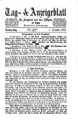 Tag- und Anzeigeblatt für Kempten und das Allgäu Donnerstag 7. Oktober 1869