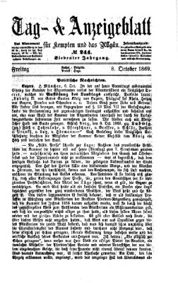 Tag- und Anzeigeblatt für Kempten und das Allgäu Freitag 8. Oktober 1869