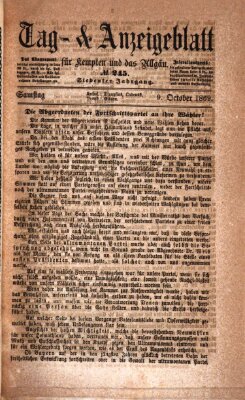 Tag- und Anzeigeblatt für Kempten und das Allgäu Samstag 9. Oktober 1869