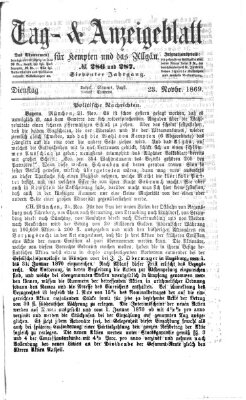 Tag- und Anzeigeblatt für Kempten und das Allgäu Dienstag 23. November 1869
