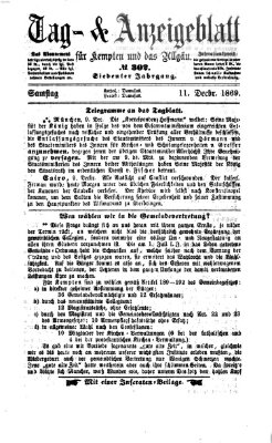 Tag- und Anzeigeblatt für Kempten und das Allgäu Samstag 11. Dezember 1869