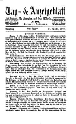 Tag- und Anzeigeblatt für Kempten und das Allgäu Dienstag 14. Dezember 1869