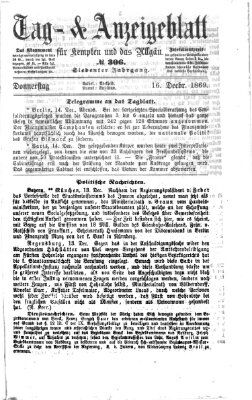 Tag- und Anzeigeblatt für Kempten und das Allgäu Donnerstag 16. Dezember 1869