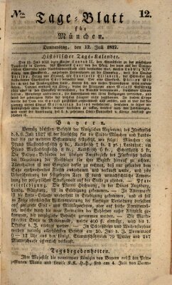 Tags-Blatt für München (Münchener Tagblatt) Donnerstag 12. Juli 1827