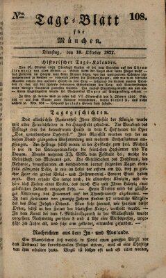 Tags-Blatt für München (Münchener Tagblatt) Dienstag 16. Oktober 1827