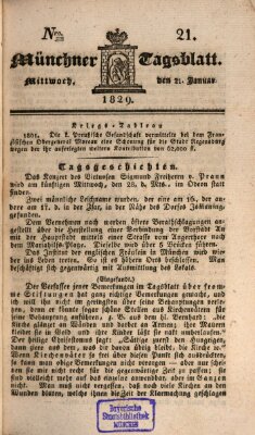 Münchener Tagblatt Mittwoch 21. Januar 1829