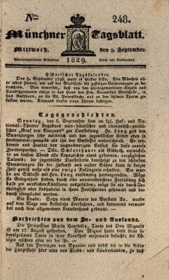 Münchener Tagblatt Mittwoch 9. September 1829