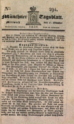 Münchener Tagblatt Mittwoch 27. Oktober 1830