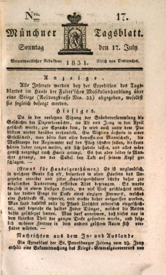 Münchener Tagblatt Sonntag 17. Juli 1831