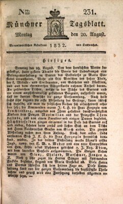 Münchener Tagblatt Montag 20. August 1832