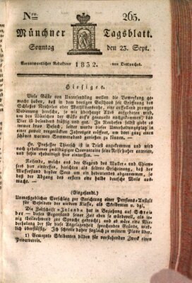 Münchener Tagblatt Sonntag 23. September 1832