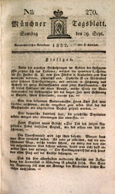 Münchener Tagblatt Samstag 29. September 1832