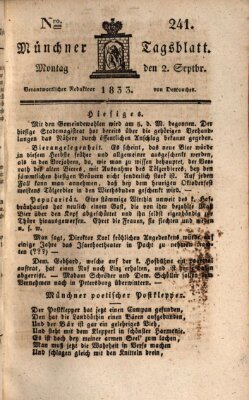 Münchener Tagblatt Montag 2. September 1833