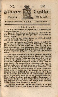 Münchener Tagblatt Sonntag 1. Dezember 1833