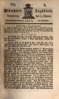 Münchener Tagblatt Donnerstag 2. Januar 1834