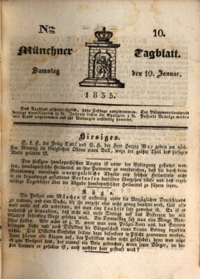 Münchener Tagblatt Samstag 10. Januar 1835