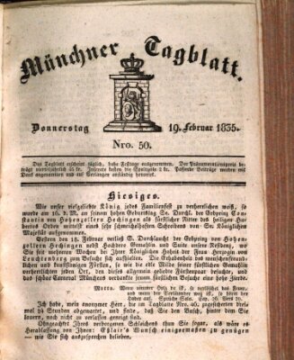 Münchener Tagblatt Donnerstag 19. Februar 1835