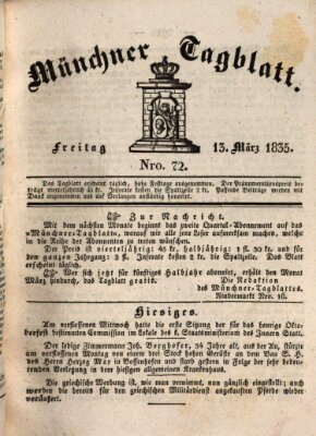 Münchener Tagblatt Freitag 13. März 1835