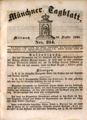 Münchener Tagblatt Mittwoch 16. September 1835