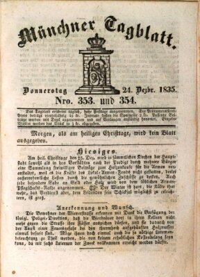 Münchener Tagblatt Donnerstag 24. Dezember 1835