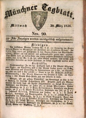 Münchener Tagblatt Mittwoch 30. März 1836