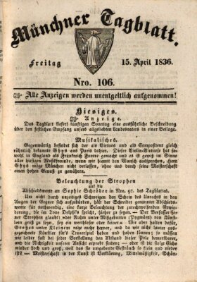 Münchener Tagblatt Freitag 15. April 1836