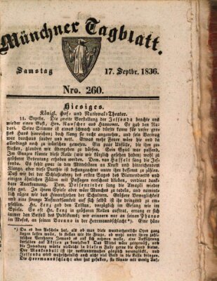 Münchener Tagblatt Samstag 17. September 1836