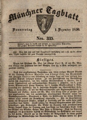 Münchener Tagblatt Donnerstag 1. Dezember 1836