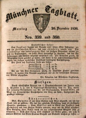 Münchener Tagblatt Montag 26. Dezember 1836