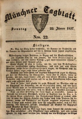 Münchener Tagblatt Sonntag 22. Januar 1837