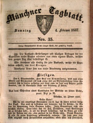 Münchener Tagblatt Samstag 4. Februar 1837